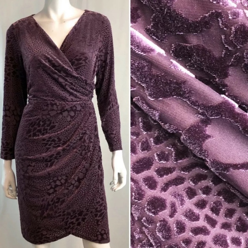 Monroe & Main Velvet Draped Faux Wrap Dress